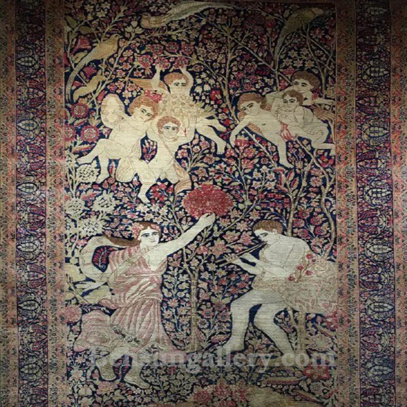 خرید آنلاین قالیچه دستباف آنتیک کرمان طرح درختی